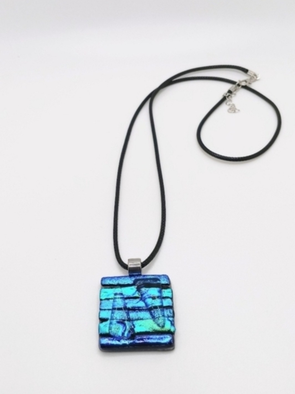 Ocean Omega Multilayer Blue Dichroic Glass Pendant On Stainless Steel